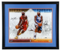 LeBron James & Carmelo Anthony Dual-Signed LE Upper Deck "Signature Slams" Custom Framed Photo #66/100 (UDA) at PristineAuction.com