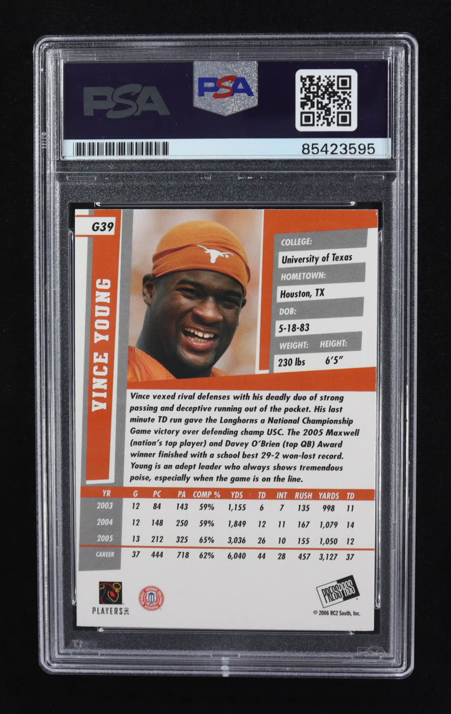 Vince Young Signed 2006 Press Pass SE #39 (PSA) at PristineAuction.com Vince Young Signed 2006 Press Pass SE #39 (PSA) at PristineAuction.com