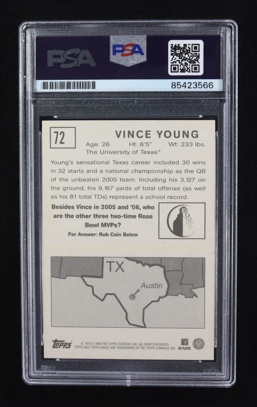 Vince Young Signed 2009 Topps Magic #72 (PSA) at PristineAuction.com Vince Young Signed 2009 Topps Magic #72 (PSA) at PristineAuction.com