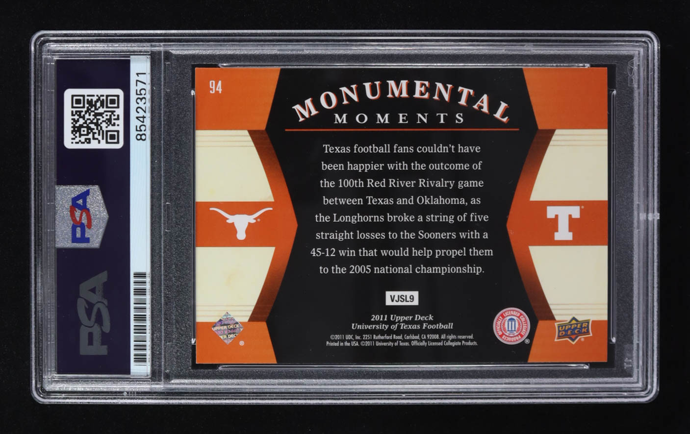 Vince Young Signed 2011 Upper Deck Texas MM #94 (PSA) at PristineAuction.com Vince Young Signed 2011 Upper Deck Texas MM #94 (PSA) at PristineAuction.com