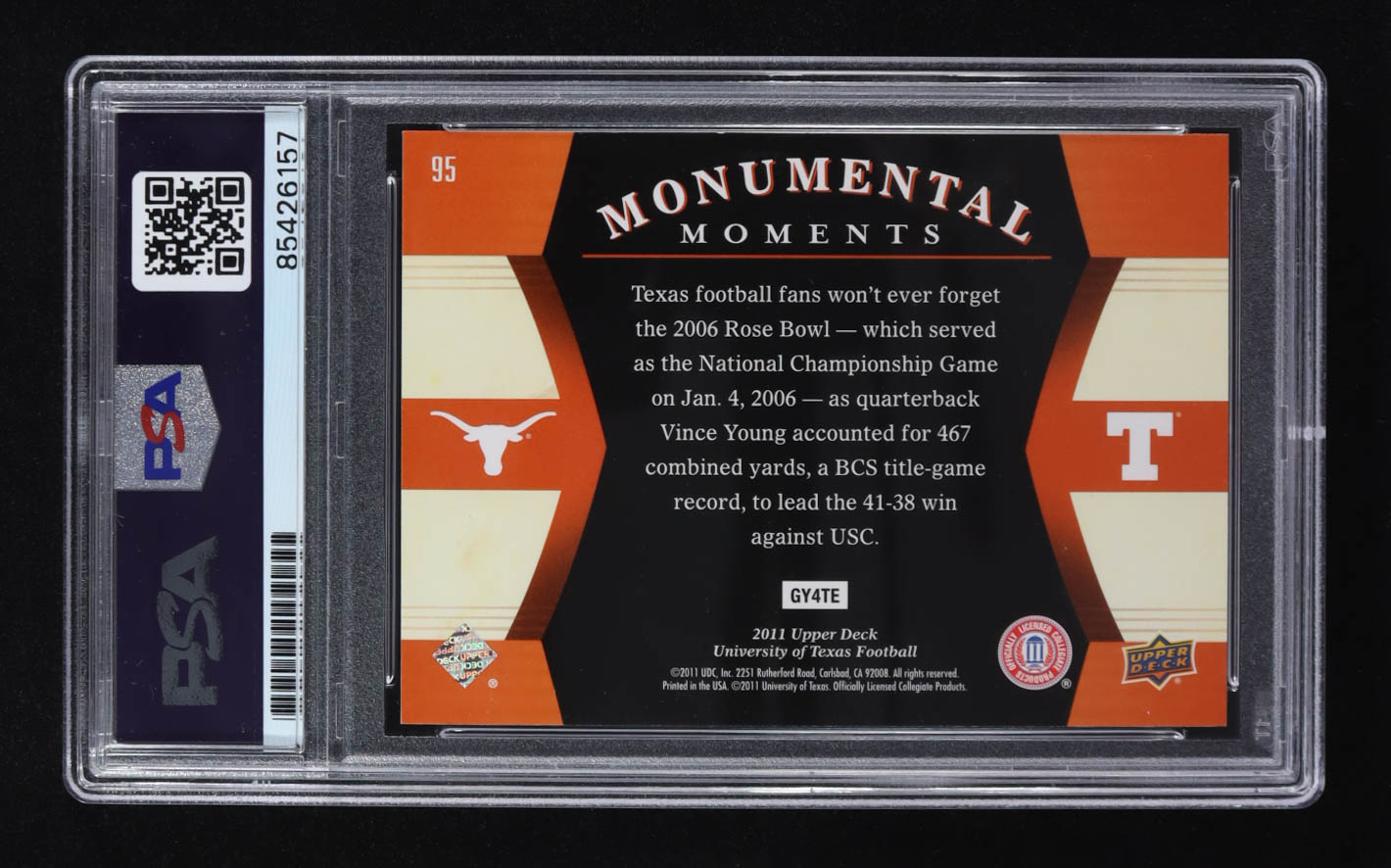 Vince Young Signed 2011 Upper Deck Texas MM #95 (PSA) at PristineAuction.com Vince Young Signed 2011 Upper Deck Texas MM #95 (PSA) at PristineAuction.com