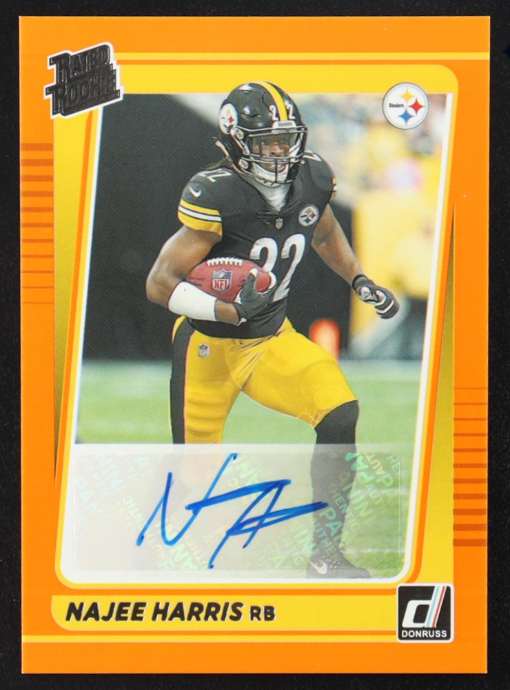 Najee Harris 2021 Panini Donruss Rated Rookie Orange Parallel Autographs #259 RC
