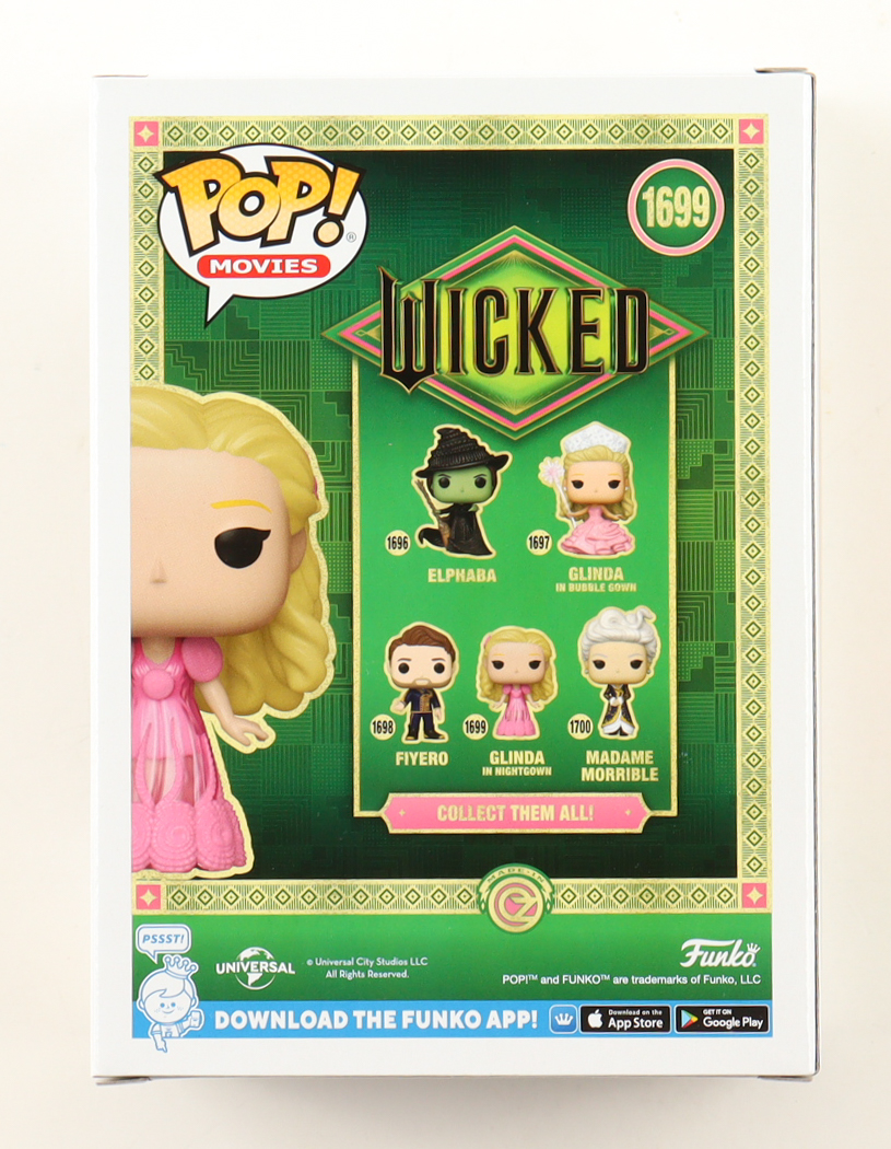 Ariana Grande Signed "Wicked" #1699 Glinda in Nightgown Funko Pop! Vinyl Figure (JSA) at PristineAuction.com Ariana Grande Signed "Wicked" #1699 Glinda in Nightgown Funko Pop! Vinyl Figure (JSA) at PristineAuction.com