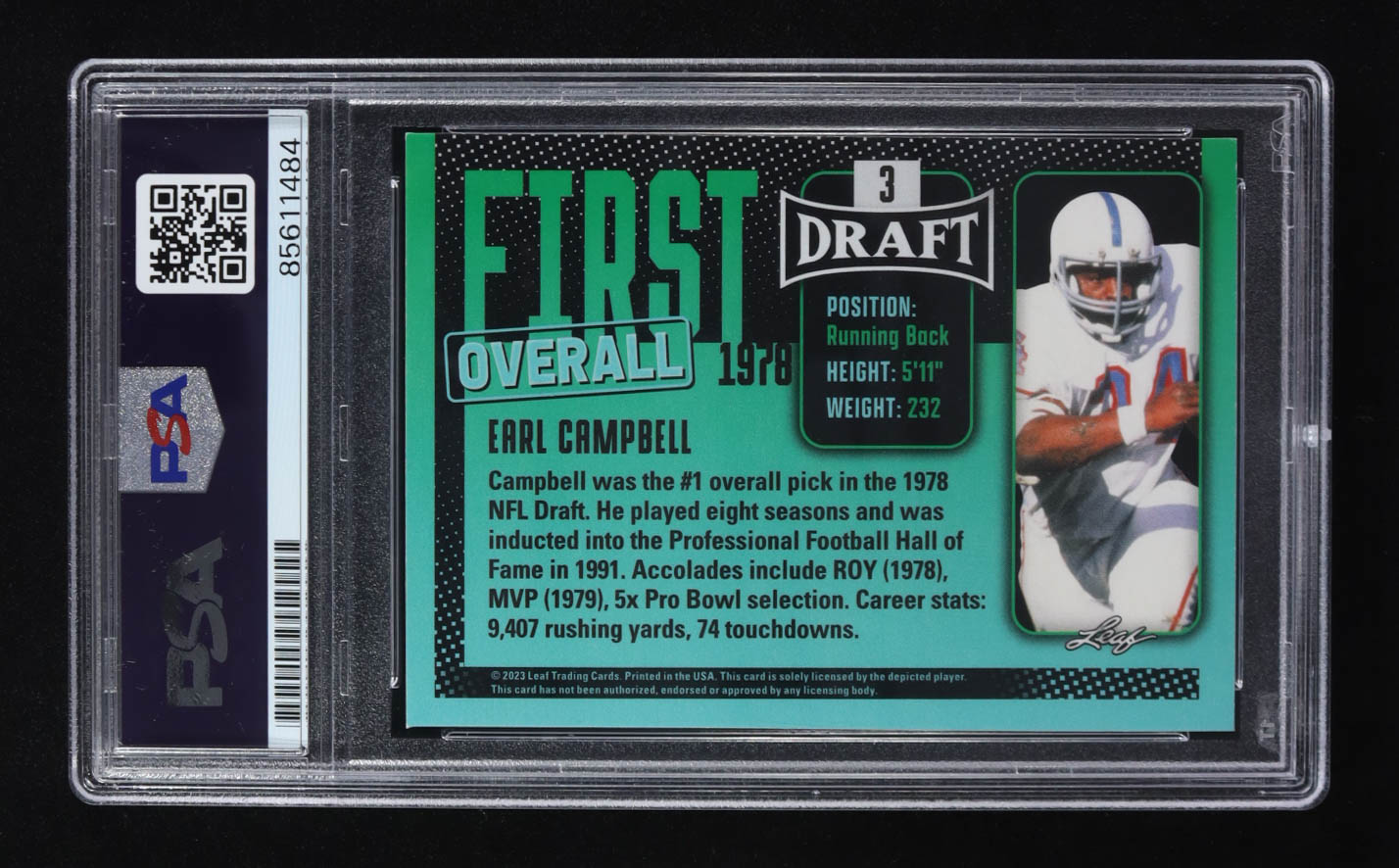 Earl Campbell Signed 2023 Leaf Draft #3 (PSA | Auto Grade PSA Authentic) at PristineAuction.com Earl Campbell Signed 2023 Leaf Draft #3 (PSA | Auto Grade PSA Authentic) at PristineAuction.com