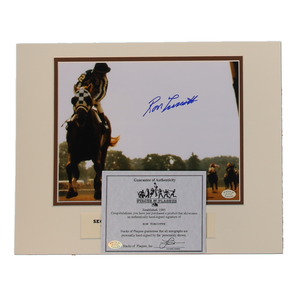 Ron Turcotte Signed Custom Matted Photo Display (Stacks of Plaques) at PristineAuction.com Ron Turcotte Signed Custom Matted Photo Display (Stacks of Plaques) at PristineAuction.com