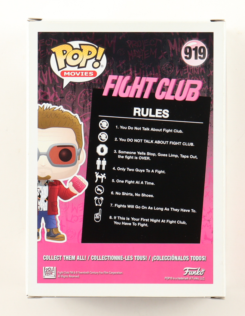 Brad Pitt Signed "Fight Club" #919 Tyler Durden Funko Pop! Vinyl Figure (ACOA) at PristineAuction.com Brad Pitt Signed "Fight Club" #919 Tyler Durden Funko Pop! Vinyl Figure (ACOA) at PristineAuction.com
