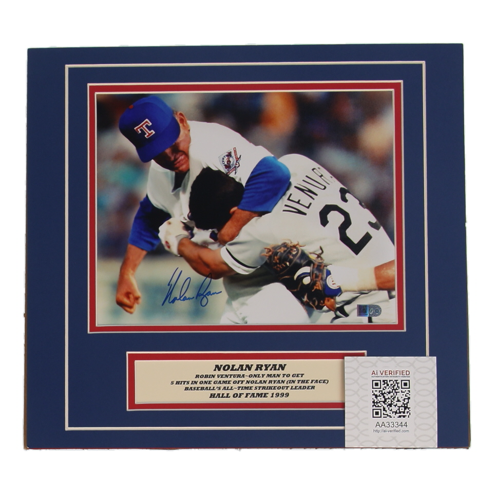 Nolan Ryan Signed Rangers Custom Matted Photo Display (AIV) at PristineAuction.com Nolan Ryan Signed Rangers Custom Matted Photo Display (AIV) at PristineAuction.com