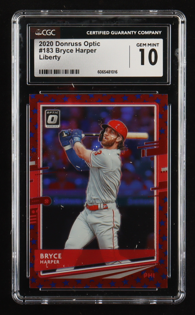 Bryce Harper 2020 Donruss Optic Liberty #183 #18/45 (CGC 10) at PristineAuction.com Bryce Harper 2020 Donruss Optic Liberty #183 #18/45 (CGC 10) at PristineAuction.com