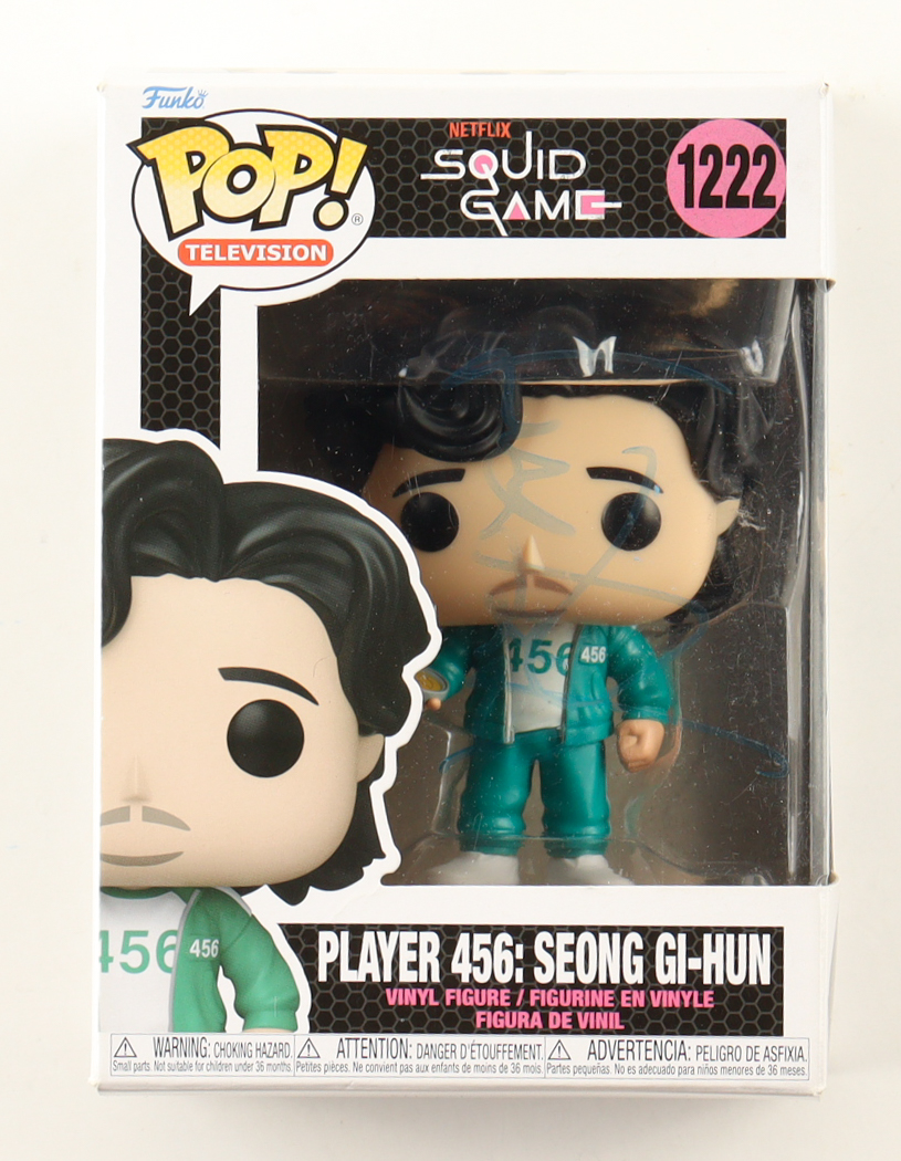 Lee Jung-Jae Signed "Squid Game" #1222 Player 456: Seong Gi-Hun Funko Pop! Vinyl Figure (Beckett) at PristineAuction.com Lee Jung-Jae Signed "Squid Game" #1222 Player 456: Seong Gi-Hun Funko Pop! Vinyl Figure (Beckett) at PristineAuction.com