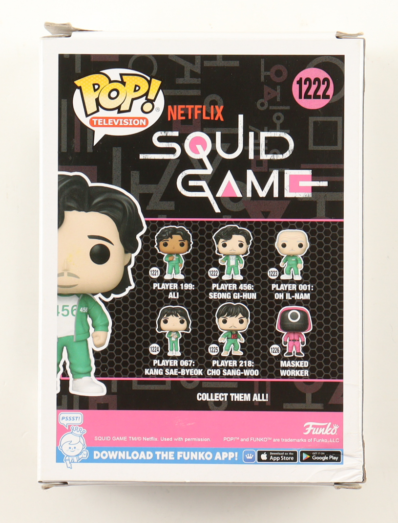 Lee Jung-Jae Signed "Squid Game" #1222 Player 456: Seong Gi-Hun Funko Pop! Vinyl Figure (Beckett) at PristineAuction.com Lee Jung-Jae Signed "Squid Game" #1222 Player 456: Seong Gi-Hun Funko Pop! Vinyl Figure (Beckett) at PristineAuction.com