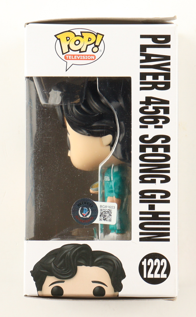 Lee Jung-Jae Signed "Squid Game" #1222 Player 456: Seong Gi-Hun Funko Pop! Vinyl Figure (Beckett) at PristineAuction.com Lee Jung-Jae Signed "Squid Game" #1222 Player 456: Seong Gi-Hun Funko Pop! Vinyl Figure (Beckett) at PristineAuction.com