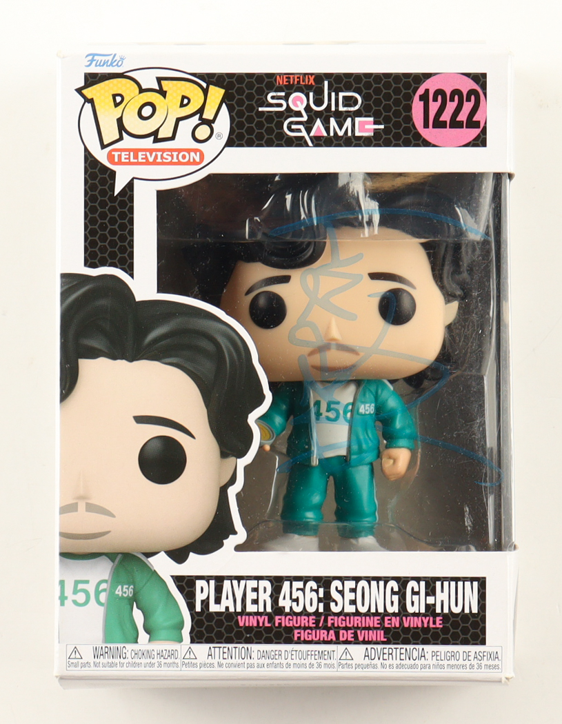 Lee Jung-Jae Signed "Squid Game" #1222 Player 456: Seong Gi-Hun Funko Pop! Vinyl Figure (Beckett) at PristineAuction.com Lee Jung-Jae Signed "Squid Game" #1222 Player 456: Seong Gi-Hun Funko Pop! Vinyl Figure (Beckett) at PristineAuction.com