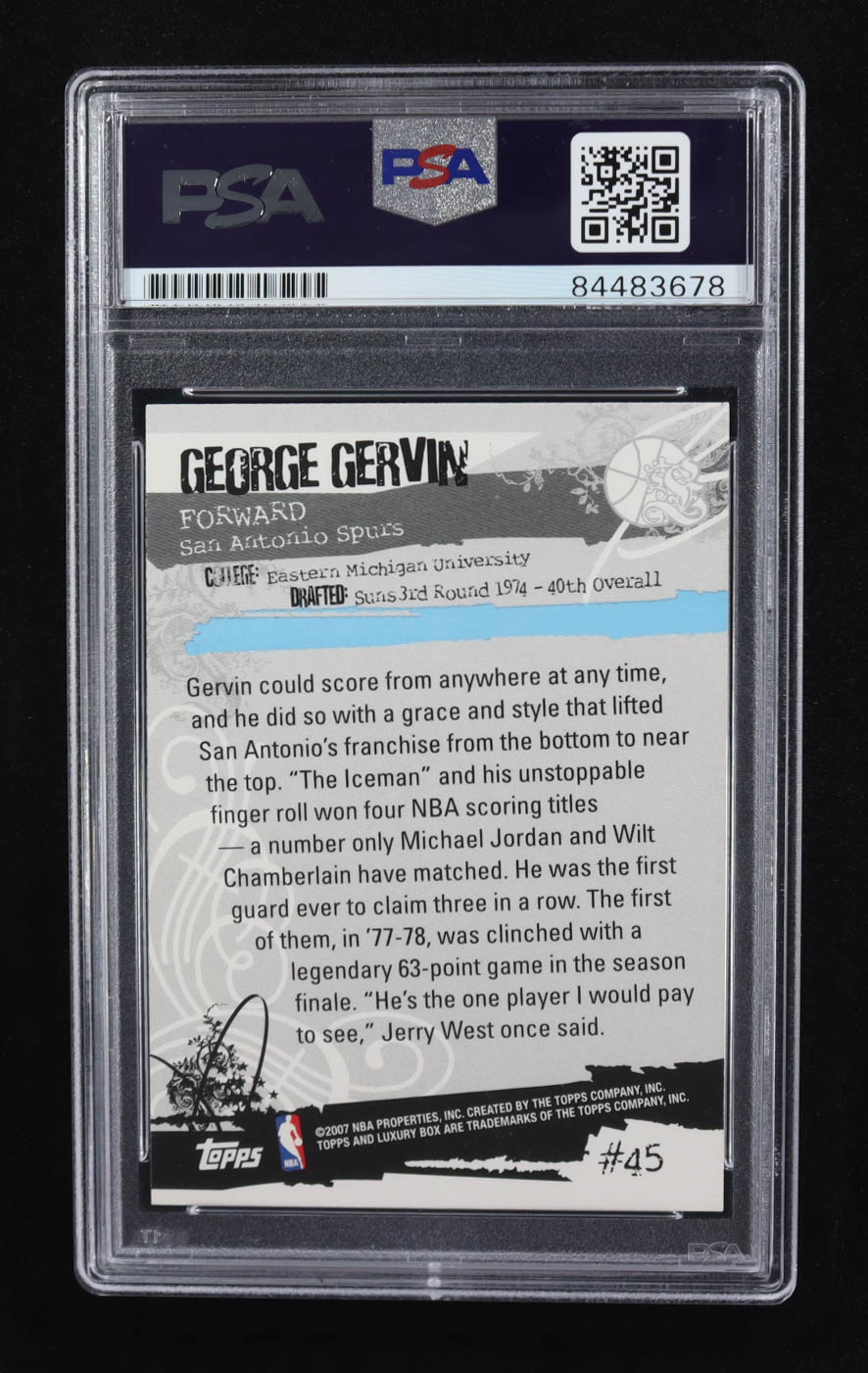 George Gervin Signed 2006-07 Topps Luxury Box #45 (PSA) at PristineAuction.com George Gervin Signed 2006-07 Topps Luxury Box #45 (PSA) at PristineAuction.com
