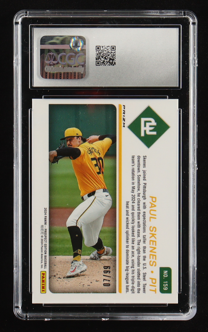 Paul Skenes 2024 Panini Prospect Edition Holo Purple #159 #7/99 RC (CGC 9.5) at PristineAuction.com Paul Skenes 2024 Panini Prospect Edition Holo Purple #159 #7/99 RC (CGC 9.5) at PristineAuction.com