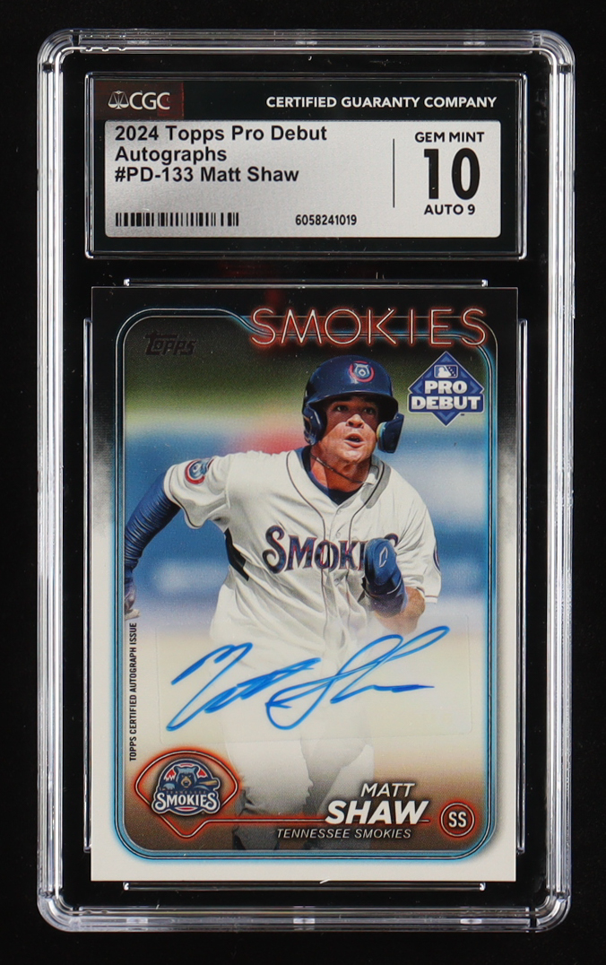 Matt Shaw 2024 Topps Pro Debut Autographs #PD133 RC (CGC 10 | Auto Grade 9) at PristineAuction.com Matt Shaw 2024 Topps Pro Debut Autographs #PD133 RC (CGC 10 | Auto Grade 9) at PristineAuction.com