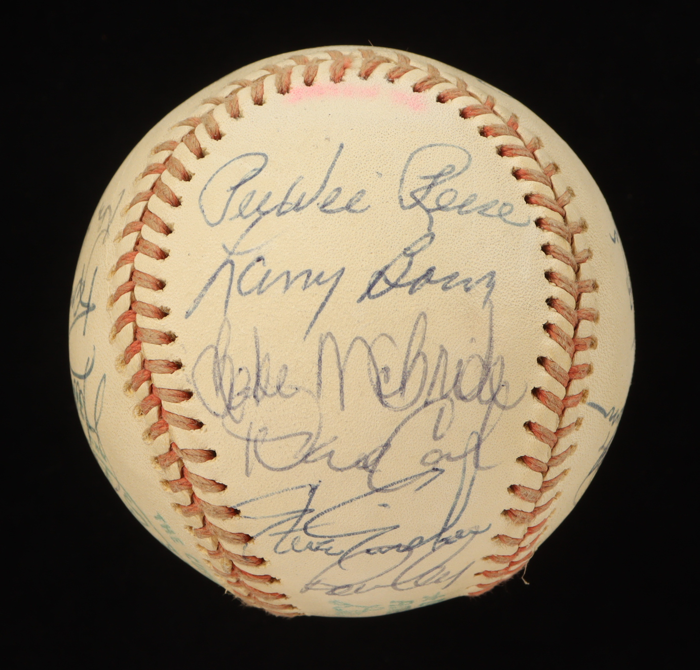 Baseball Greats OAL Baseball Signed by (18) with Pee Wee Reese, Robin Roberts, Tony Perez, Sparky Anderson, Dave Concepcion, & Pete Rose with Display Case (PSA) at PristineAuction.com Baseball Greats OAL Baseball Signed by (18) with Pee Wee Reese, Robin Roberts, Tony Perez, Sparky Anderson, Dave Concepcion, & Pete Rose with Display Case (PSA) at PristineAuction.com