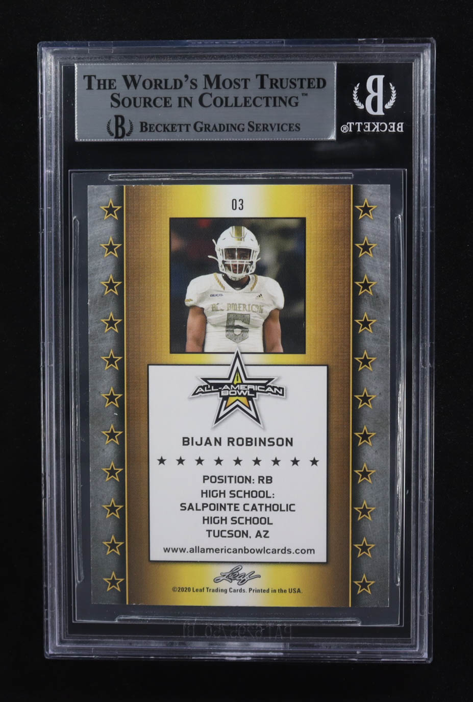 Bijan Robinson Signed 2020 Leaf Metal All-American Bowl #03 RC (Beckett) at PristineAuction.com Bijan Robinson Signed 2020 Leaf Metal All-American Bowl #03 RC (Beckett) at PristineAuction.com