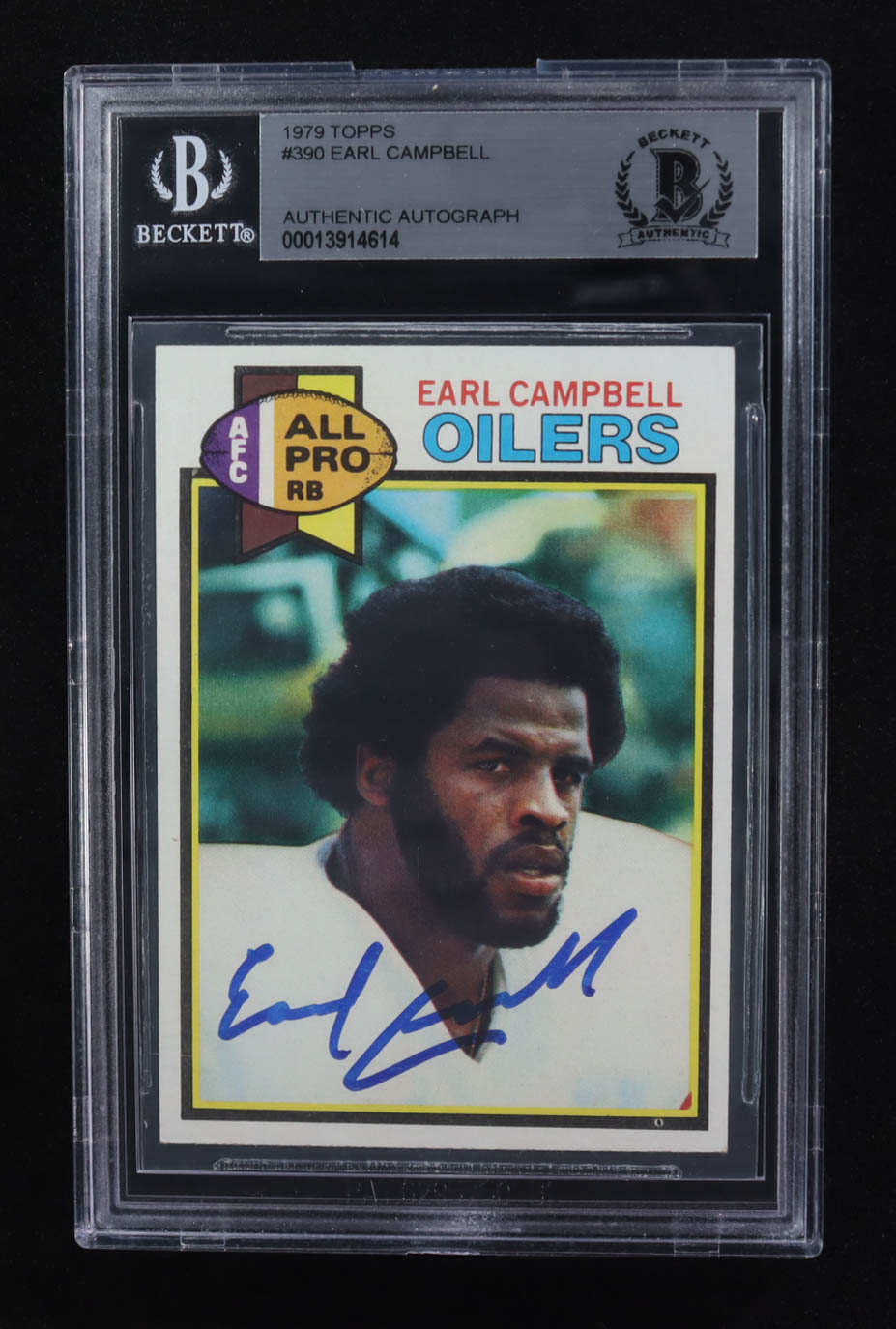 Earl Campbell Signed 1979 Topps #390 RC (Beckett) at PristineAuction.com Earl Campbell Signed 1979 Topps #390 RC (Beckett) at PristineAuction.com