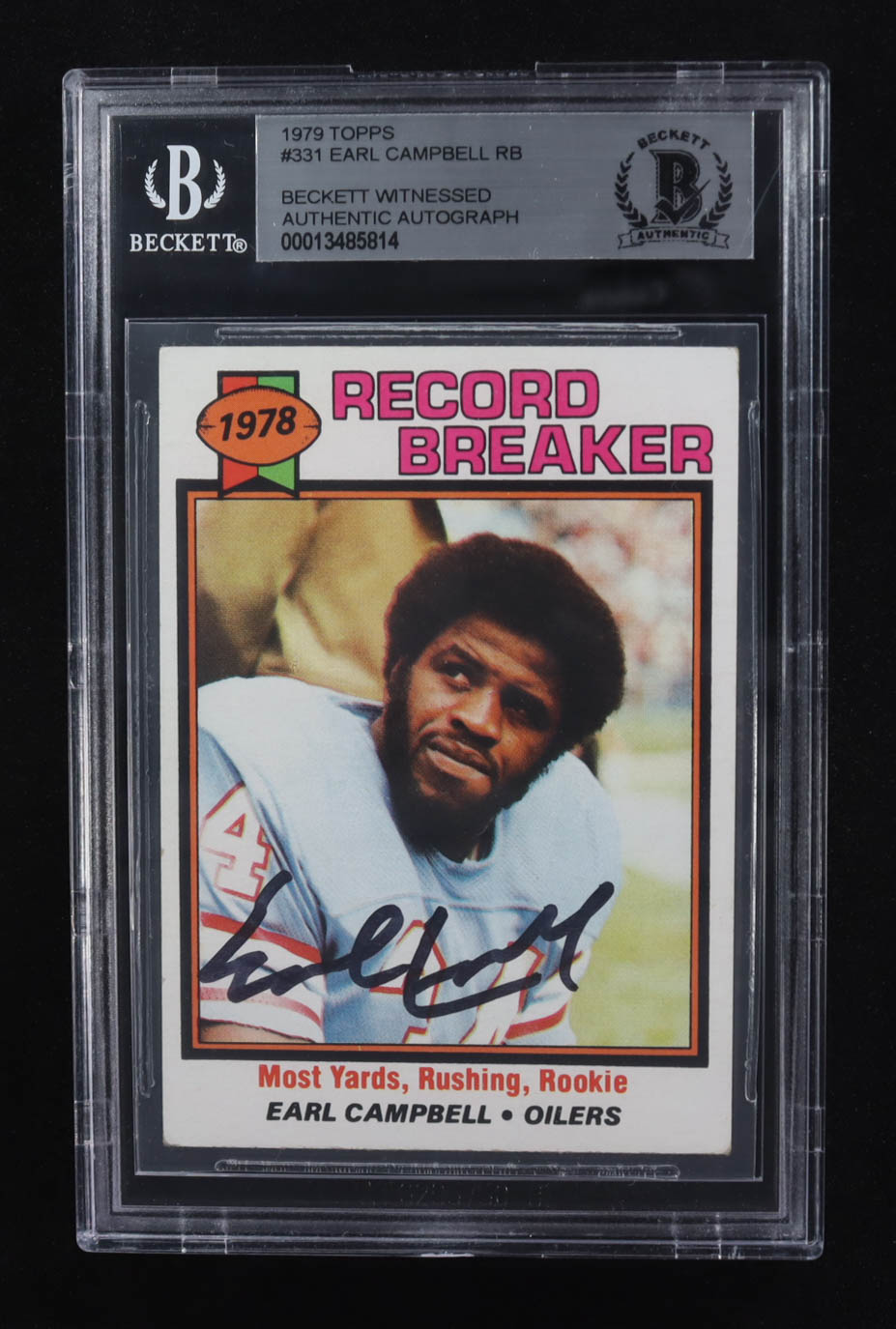 Earl Campbell Signed 1979 Topps #331 RB (Beckett) at PristineAuction.com Earl Campbell Signed 1979 Topps #331 RB (Beckett) at PristineAuction.com