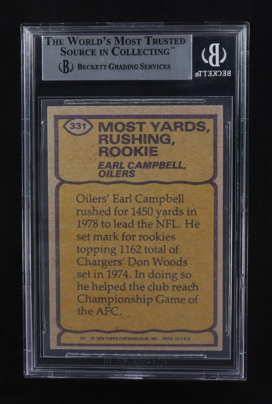 Earl Campbell Signed 1979 Topps #331 RB (Beckett) at PristineAuction.com Earl Campbell Signed 1979 Topps #331 RB (Beckett) at PristineAuction.com