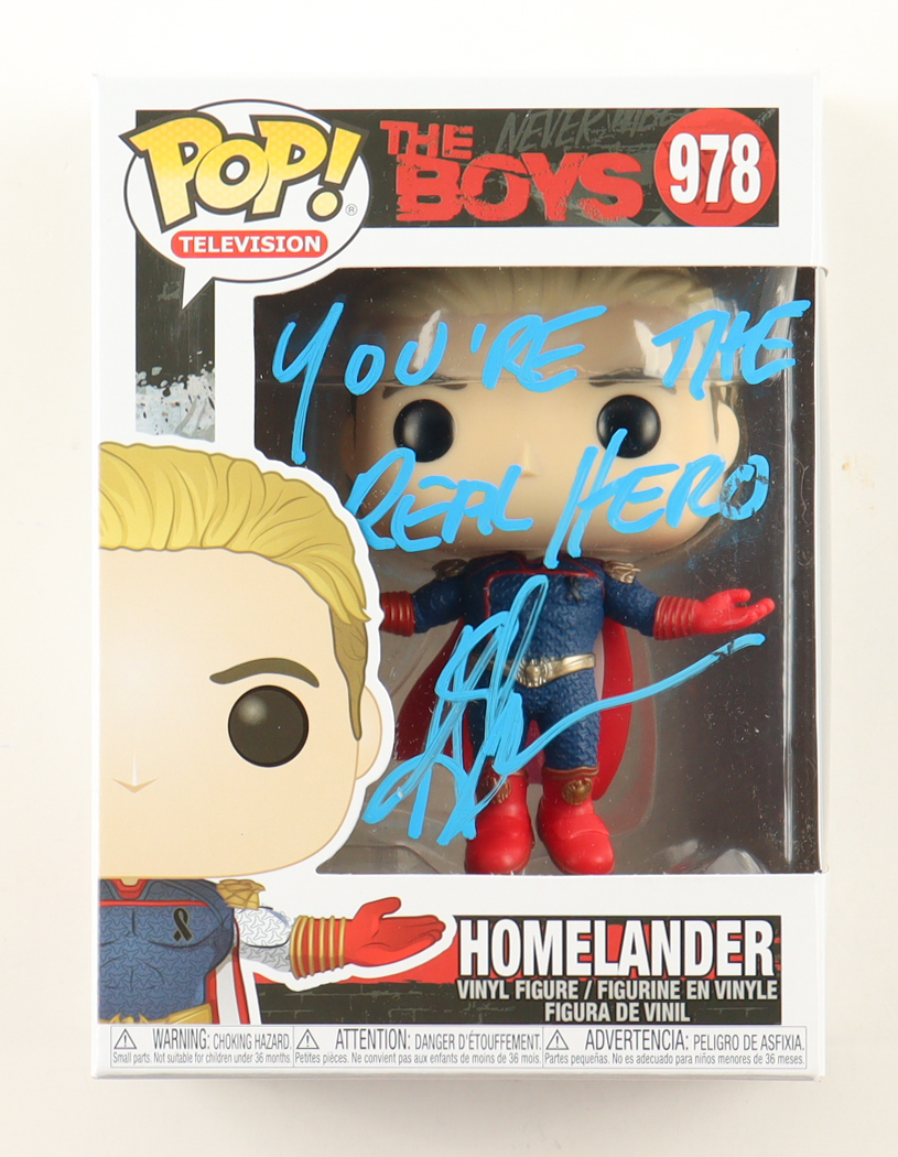 Anthony Starr Signed "The Boys" #978 Homelander Funko Pop! Vinyl Figure Inscribed "You're the Real Hero" (PSA) at PristineAuction.com Anthony Starr Signed "The Boys" #978 Homelander Funko Pop! Vinyl Figure Inscribed "You're the Real Hero" (PSA) at PristineAuction.com