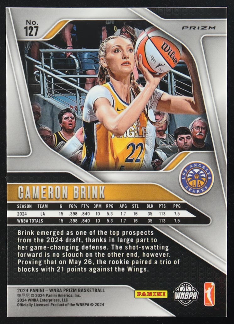 Cameron Brink 2024 Panini Prizm WNBA Prizms Ice #127 RC at PristineAuction.com Cameron Brink 2024 Panini Prizm WNBA Prizms Ice #127 RC at PristineAuction.com