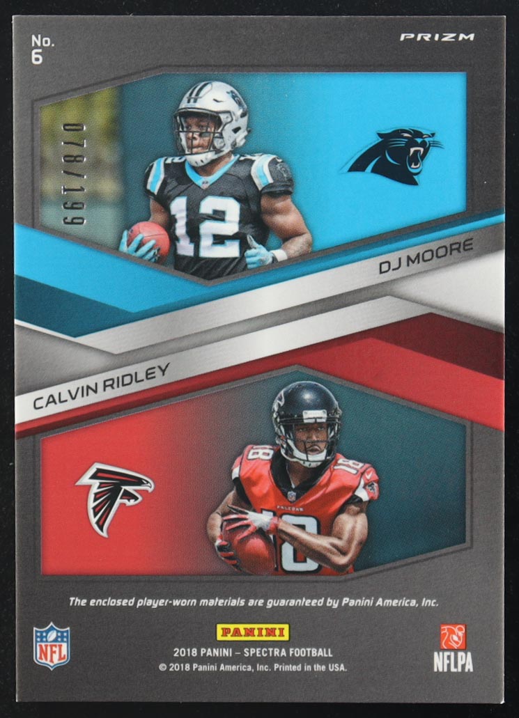 Calvin Ridley / DJ Moore 2018 Panini Spectra Rivals Jerseys #6 #078/199 RC at PristineAuction.com Calvin Ridley / DJ Moore 2018 Panini Spectra Rivals Jerseys #6 #078/199 RC at PristineAuction.com