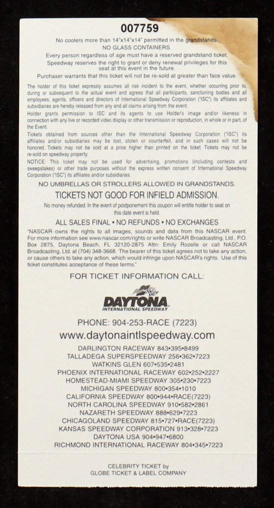 2001 Daytona 500 Commemorative Ticket at PristineAuction.com 2001 Daytona 500 Commemorative Ticket at PristineAuction.com