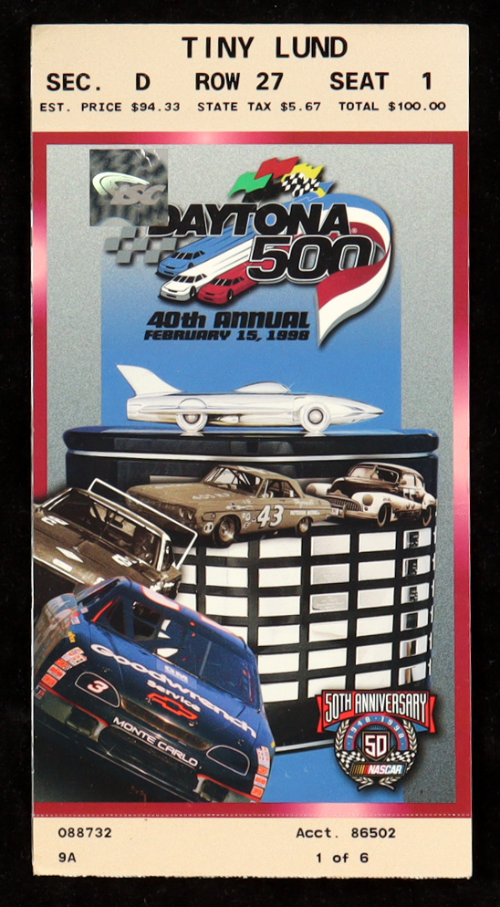 1998 Daytona 500 Commemorative Ticket at PristineAuction.com 1998 Daytona 500 Commemorative Ticket at PristineAuction.com