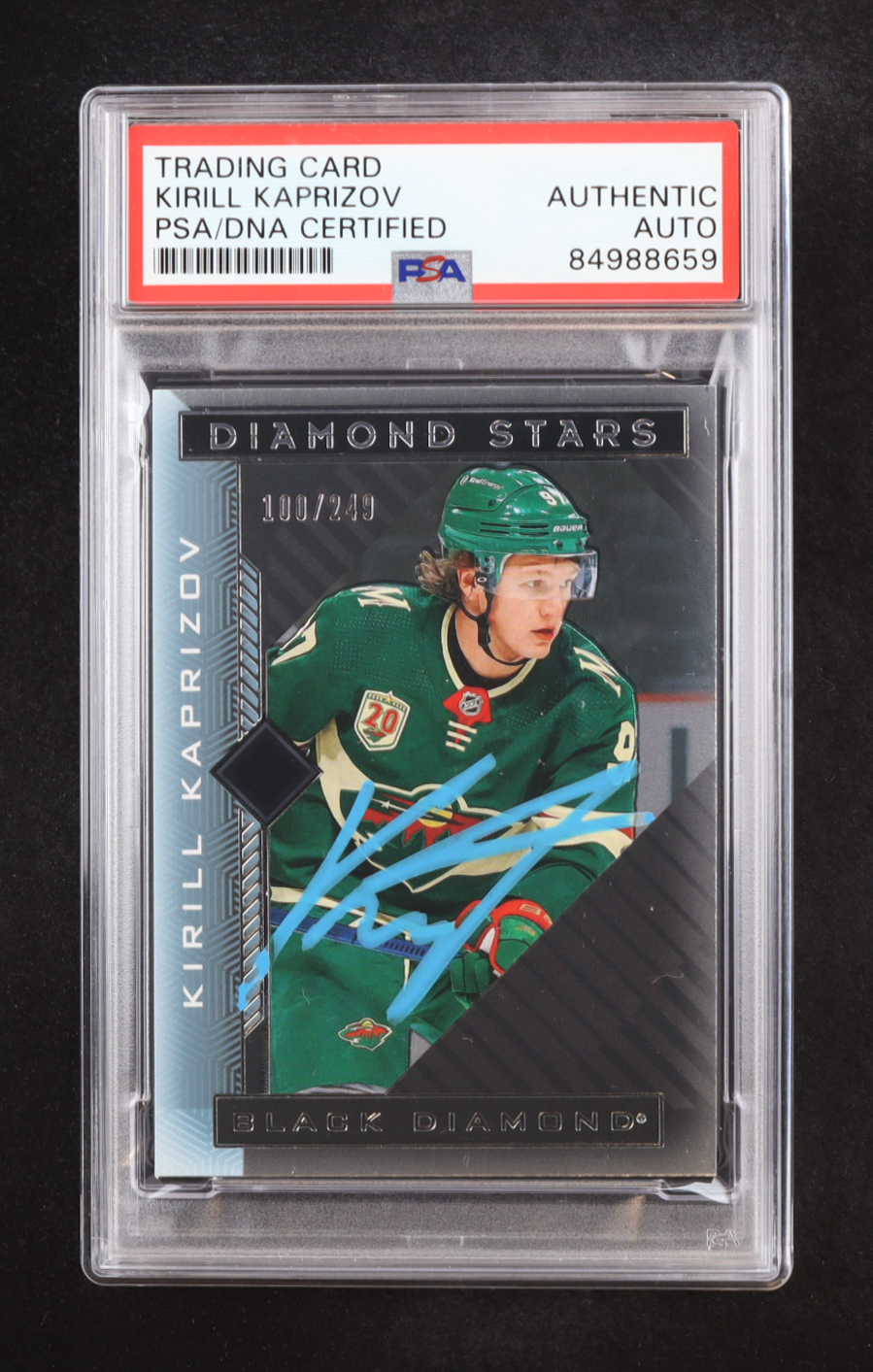 Kirill Kaprizov Signed 2021-22 Black Diamond Diamond Stars #BDSKK #100/249 (PSA Authentic) at PristineAuction.com Kirill Kaprizov Signed 2021-22 Black Diamond Diamond Stars #BDSKK #100/249 (PSA Authentic) at PristineAuction.com