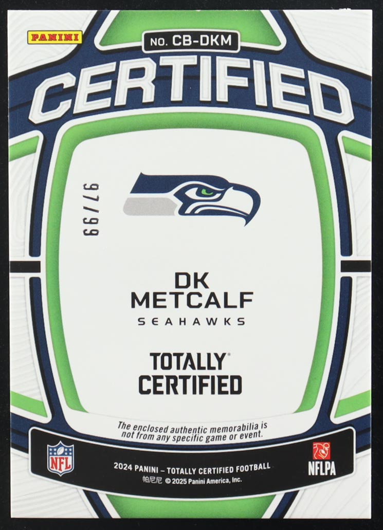 D.K. Metcalf 2024 Totally Certified Certified Baller Jerseys Mirror Red #13 #97/99 at PristineAuction.com D.K. Metcalf 2024 Totally Certified Certified Baller Jerseys Mirror Red #13 #97/99 at PristineAuction.com
