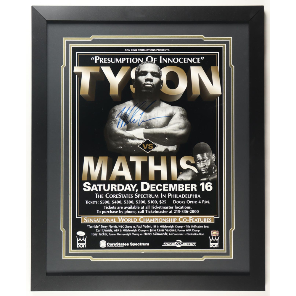 Mike Tyson Signed Custom Framed "Tyson vs Mathis" Poster Display (JSA & Fiterman) at PristineAuction.com