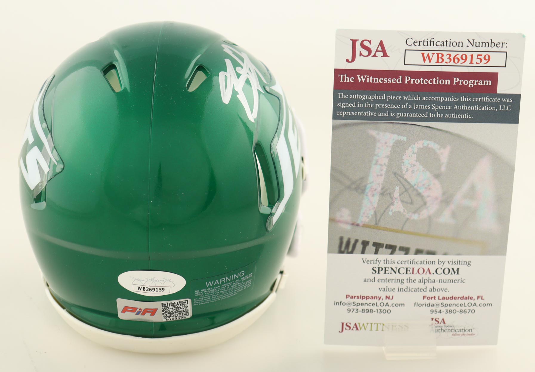 Breece Hall Signed Jets Speed Mini Helmet (JSA) at PristineAuction.com Breece Hall Signed Jets Speed Mini Helmet (JSA) at PristineAuction.com