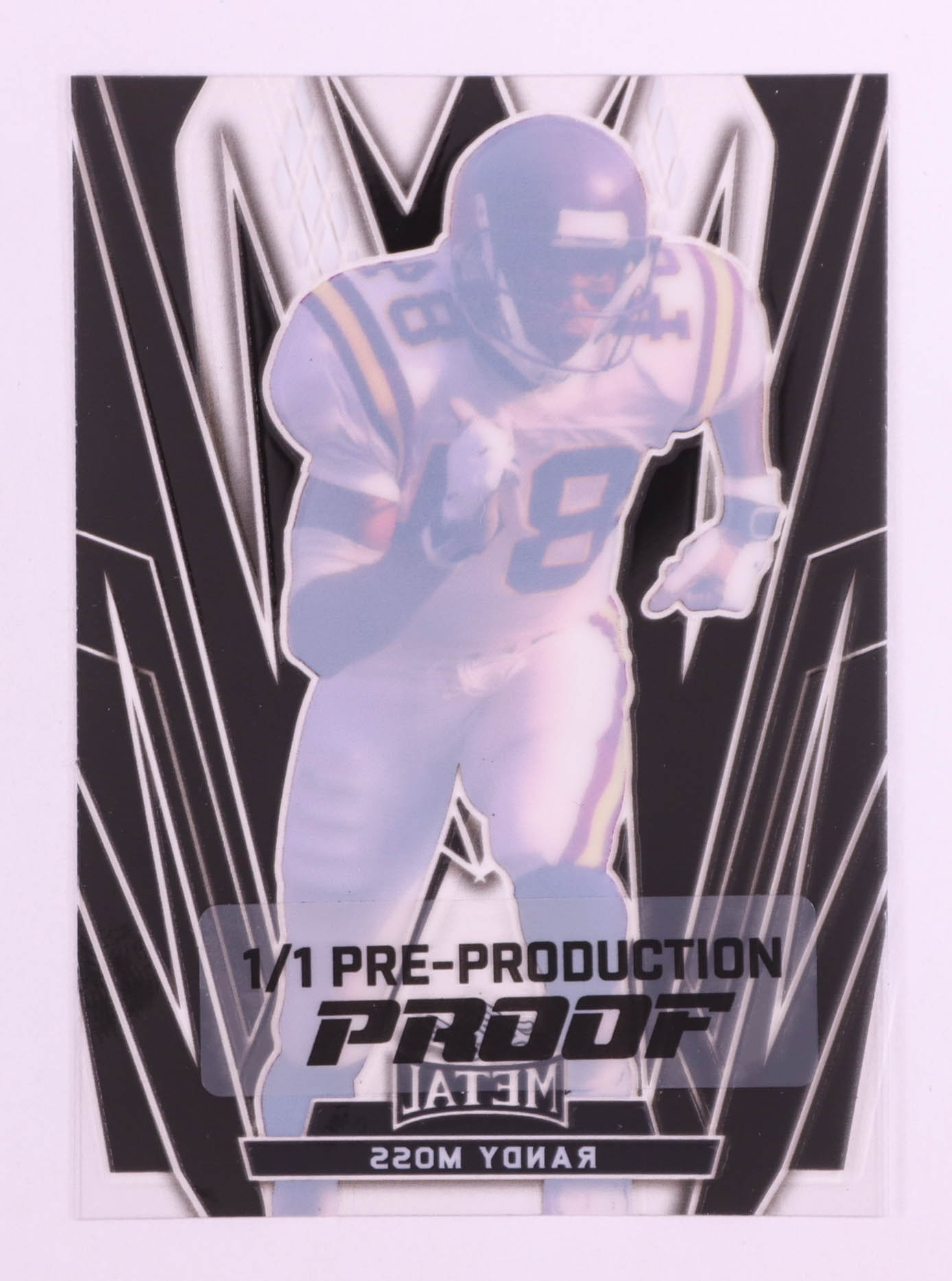 Randy Moss Leaf Metal Black Pre-Production Proof Clear #1/1 at PristineAuction.com Randy Moss Leaf Metal Black Pre-Production Proof Clear #1/1 at PristineAuction.com