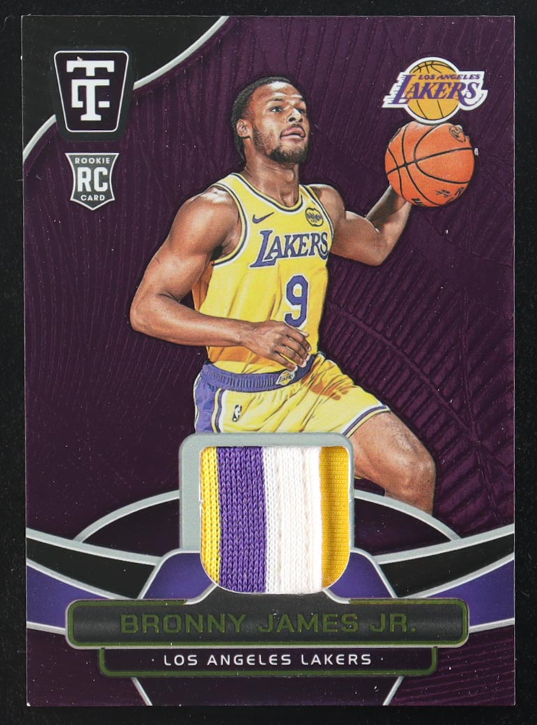 Bronny James Jr. 2024-25 Panini Totally Certified Materials Purple Mirror #TCM-BRN RC #99/99 at PristineAuction.com Bronny James Jr. 2024-25 Panini Totally Certified Materials Purple Mirror #TCM-BRN RC #99/99 at PristineAuction.com