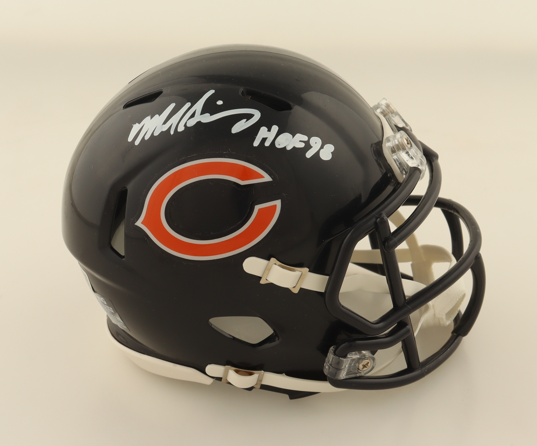 Mike Singletary Signed Bears Speed Mini Helmet Inscribed "HOF 98" (Beckett) at PristineAuction.com Mike Singletary Signed Bears Speed Mini Helmet Inscribed "HOF 98" (Beckett) at PristineAuction.com