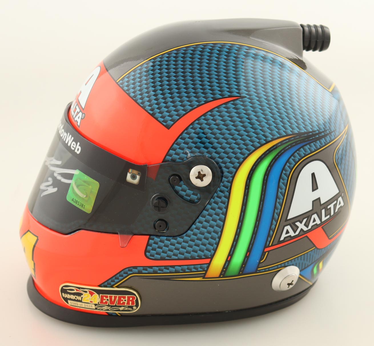 Jeff Gordon Signed LE Hendrick Motorsports #24 Axalta Rainbow Chevrolet SS Mini Helmet (Gordon) at PristineAuction.com Jeff Gordon Signed LE Hendrick Motorsports #24 Axalta Rainbow Chevrolet SS Mini Helmet (Gordon) at PristineAuction.com