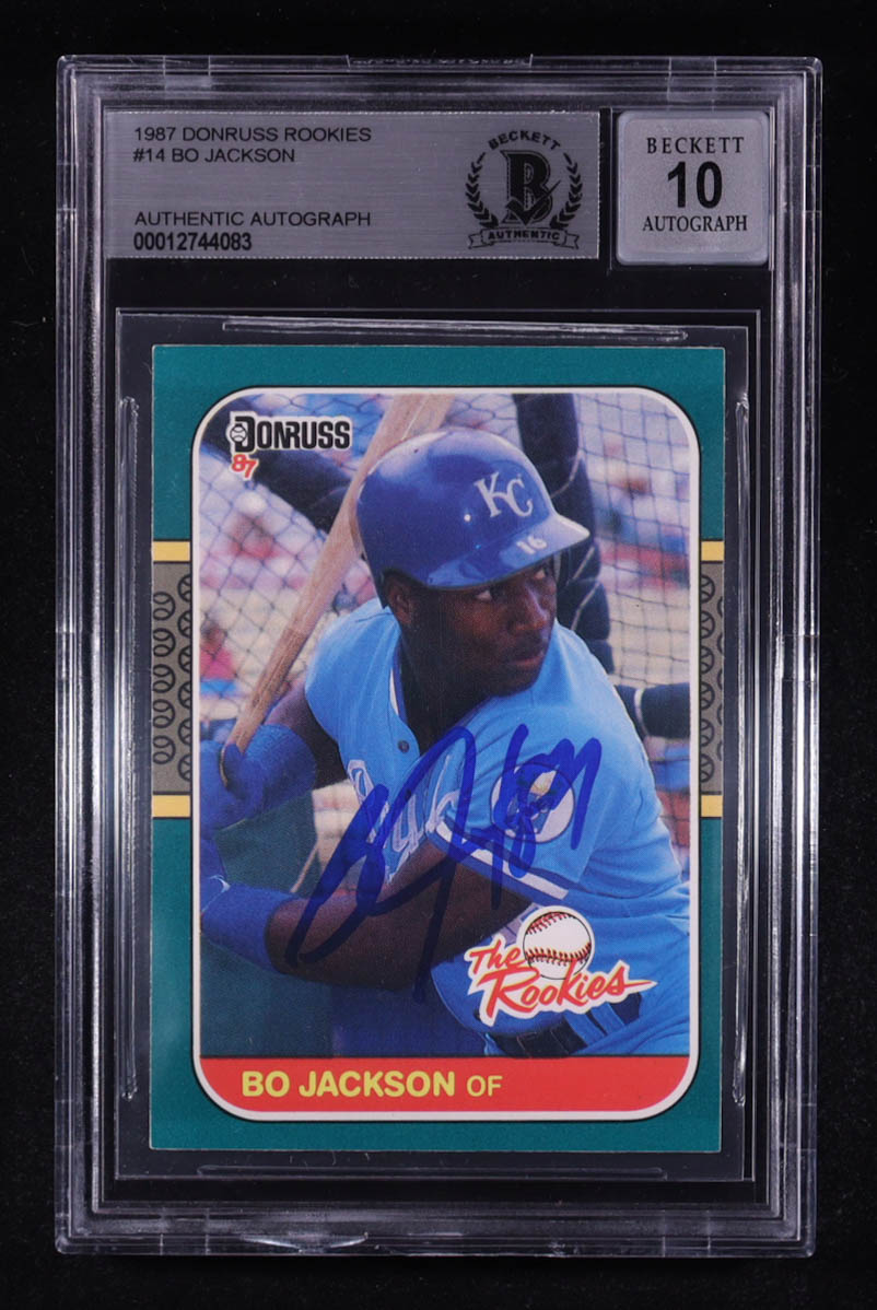 Bo Jackson 1987 Donruss Rookies #14 RC (BGS 10 Auto) at PristineAuction.com Bo Jackson 1987 Donruss Rookies #14 RC (BGS 10 Auto) at PristineAuction.com