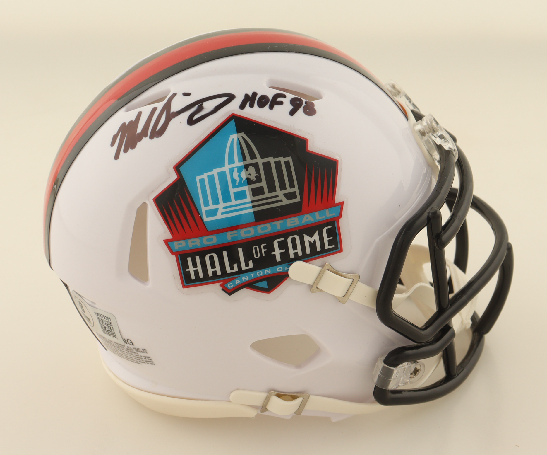 Mike Singletary Signed Hall Of Fame Logo Speed Mini Helmet Inscribed "HOF 98" (Beckett) at PristineAuction.com Mike Singletary Signed Hall Of Fame Logo Speed Mini Helmet Inscribed "HOF 98" (Beckett) at PristineAuction.com