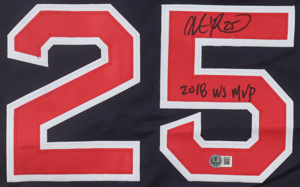 Steve Pearce Signed Jersey Inscribed "2018 WS MVP" (Beckett) at PristineAuction.com Steve Pearce Signed Jersey Inscribed "2018 WS MVP" (Beckett) at PristineAuction.com