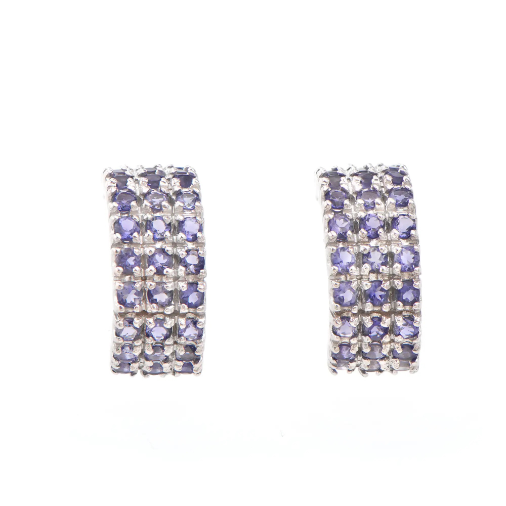 2.70 CTW Natural Iolite Rhodium Plated Designer Earrings  | Estimated Value $1,339 (AMG) at PristineAuction.com