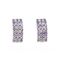 2.70 CTW Natural Iolite Rhodium Plated Designer Earrings  | Estimated Value $1,339 (AMG) at PristineAuction.com