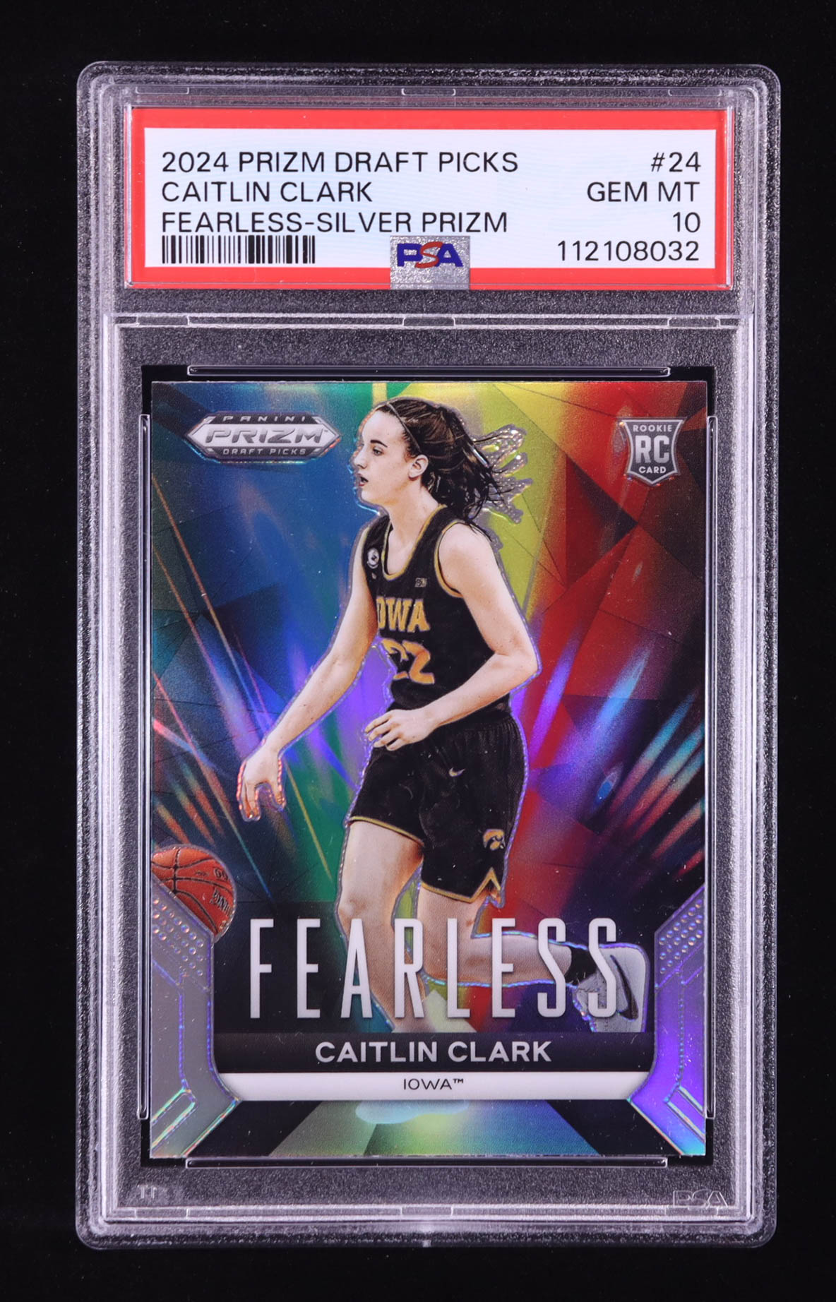 Caitlin Clark 2024-25 Panini Prizm Draft Picks Fearless Prizms Silver #24 RC (PSA 10) at PristineAuction.com Caitlin Clark 2024-25 Panini Prizm Draft Picks Fearless Prizms Silver #24 RC (PSA 10) at PristineAuction.com