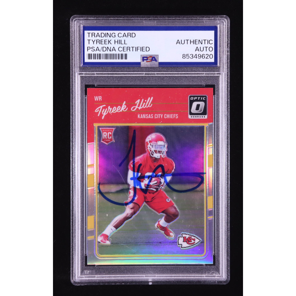 Tyreek Hill Signed 2016 Donruss Optic Holo #117 RC (PSA) at PristineAuction.com