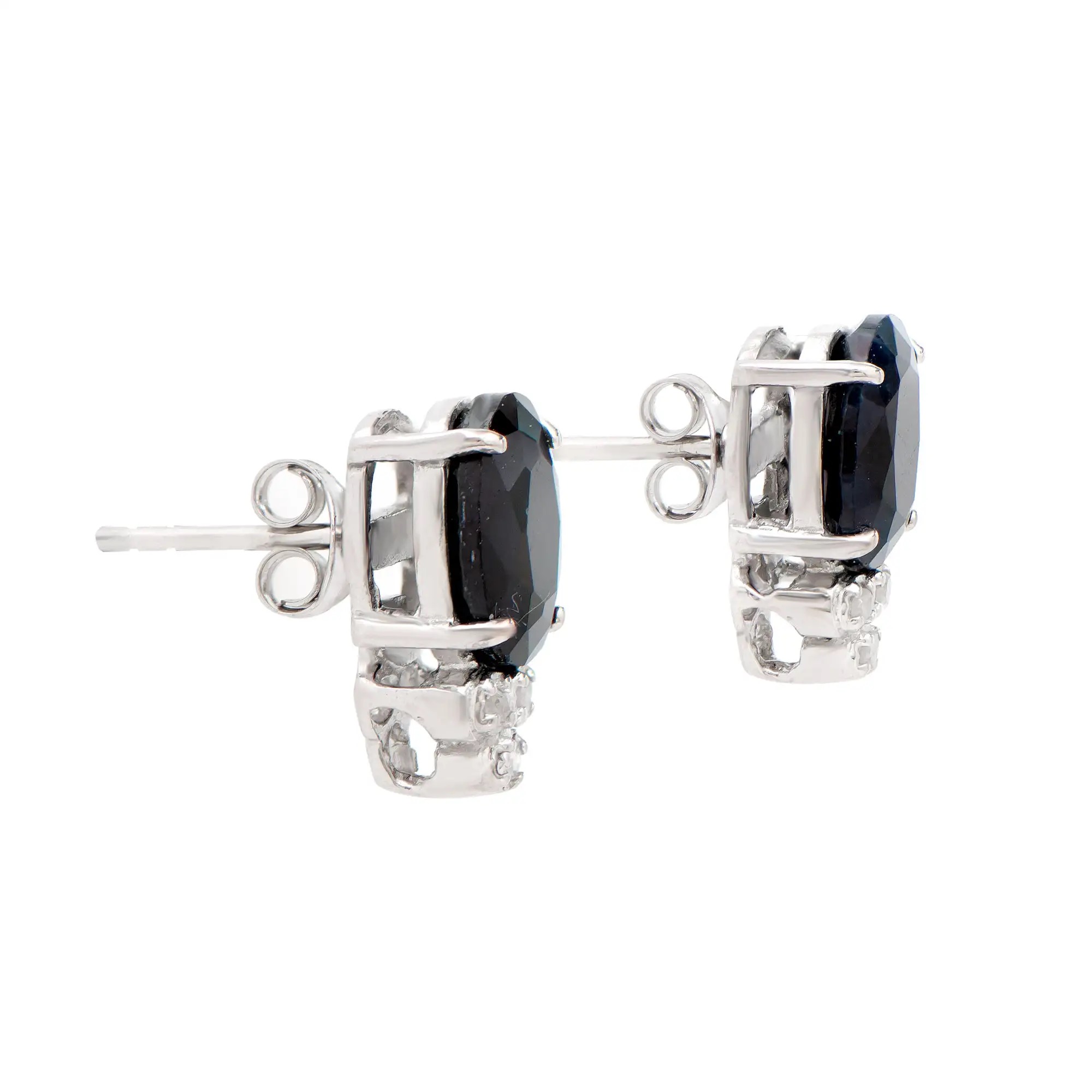 4.15 CTW Natural Diamonds & Sapphire Rhodium Plated Designer Earrings | Estimated Value $1,249 (AMG) at PristineAuction.com 4.15 CTW Natural Diamonds & Sapphire Rhodium Plated Designer Earrings | Estimated Value $1,249 (AMG) at PristineAuction.com