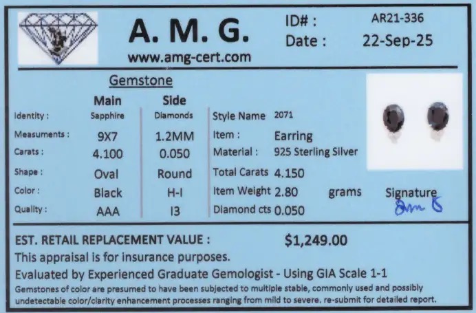 4.15 CTW Natural Diamonds & Sapphire Rhodium Plated Designer Earrings | Estimated Value $1,249 (AMG) at PristineAuction.com 4.15 CTW Natural Diamonds & Sapphire Rhodium Plated Designer Earrings | Estimated Value $1,249 (AMG) at PristineAuction.com