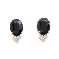 4.15 CTW Natural Diamonds & Sapphire Rhodium Plated Designer Earrings | Estimated Value $1,249 (AMG) at PristineAuction.com