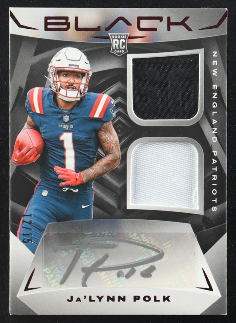 Ja'Lynn Polk 2024 Panini Black Dual-Patch Autographs #RSM-12 RC #12/15 at PristineAuction.com Ja'Lynn Polk 2024 Panini Black Dual-Patch Autographs #RSM-12 RC #12/15 at PristineAuction.com