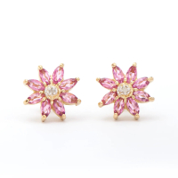 1.12 CTW Natural Diamonds & Tourmaline 18K Gold Plated Designer Earrings | Estimated Value $1,289 (AMG) at PristineAuction.com