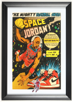 1985 "Space Jordan!" Air Jordan 1 Promo Custom Framed Poster with Michael Jordan Patch at PristineAuction.com
